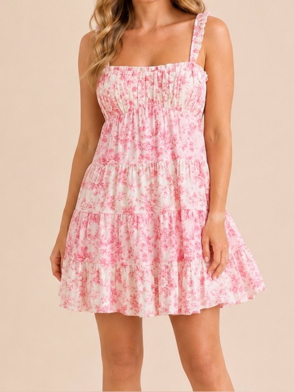 NEW Altar’d State Ivory Pink Floral Mini Dress Size Large NWT